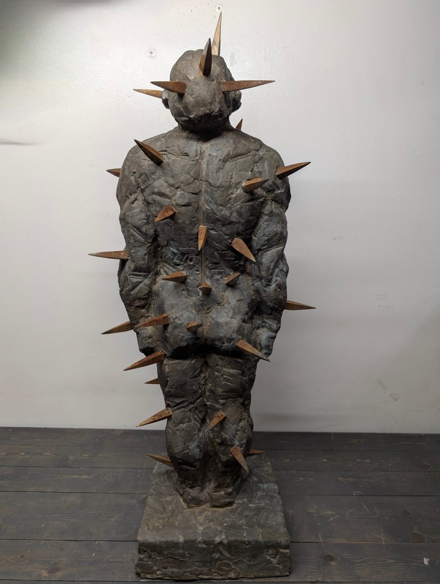 Bronze Man with Spikes Statue/Sculpture - Crap4Cash -