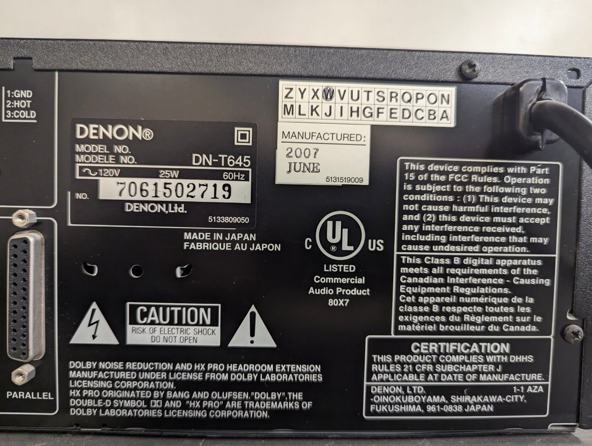 Denon DN - T645 CD/Cassette Combo Deck - Professional - Grade Audio Player - Used Condition - Crap4Cash -