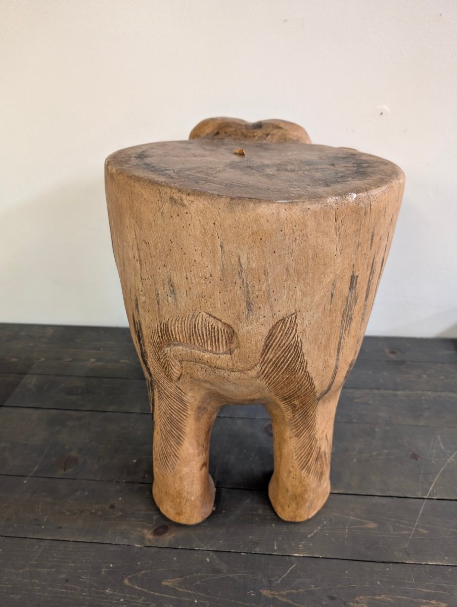 Wooden Carved Elephant Stool/Side Table - Crap4Cash -