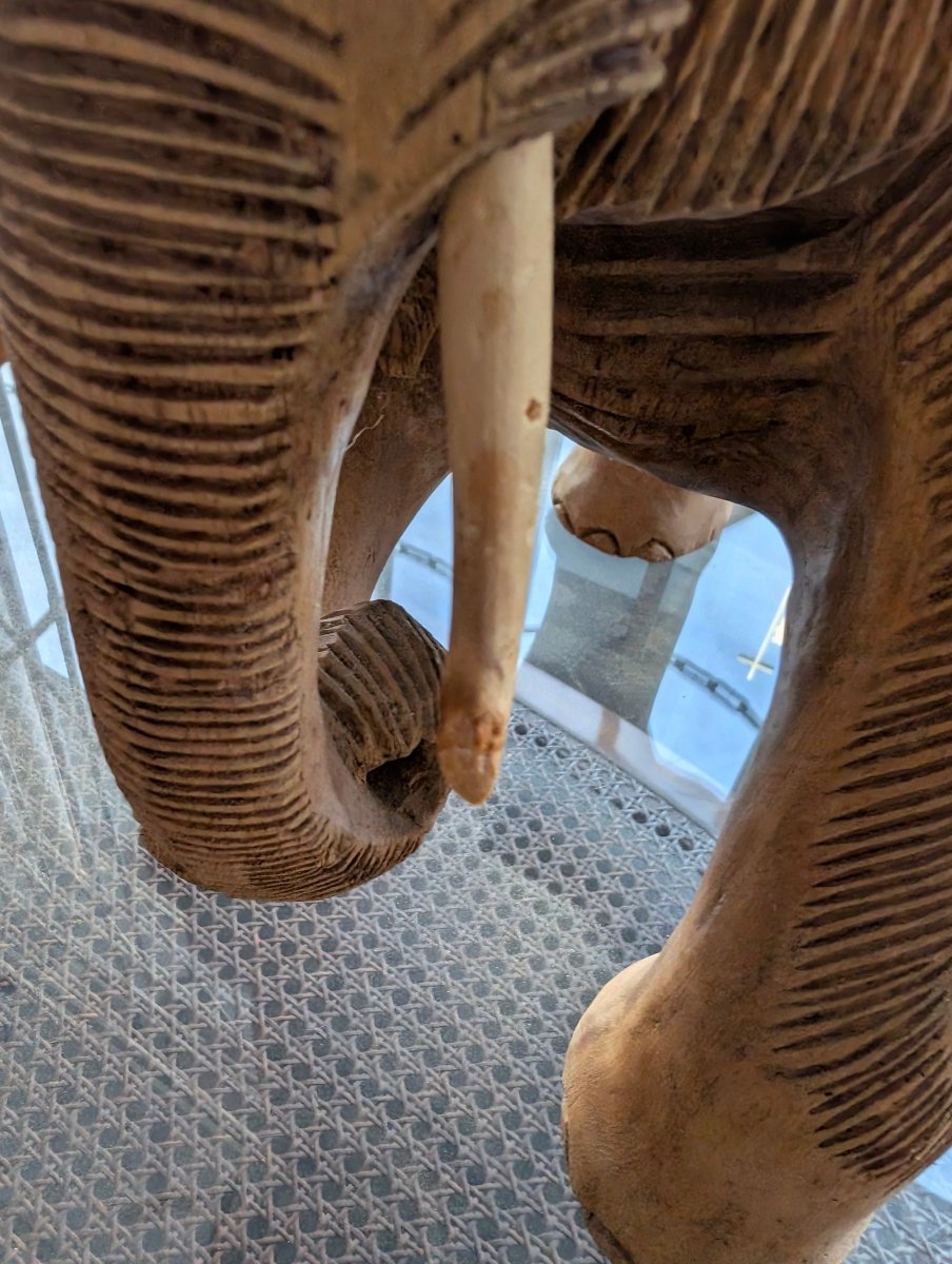 Wooden Carved Elephant Stool/Side Table - Crap4Cash -