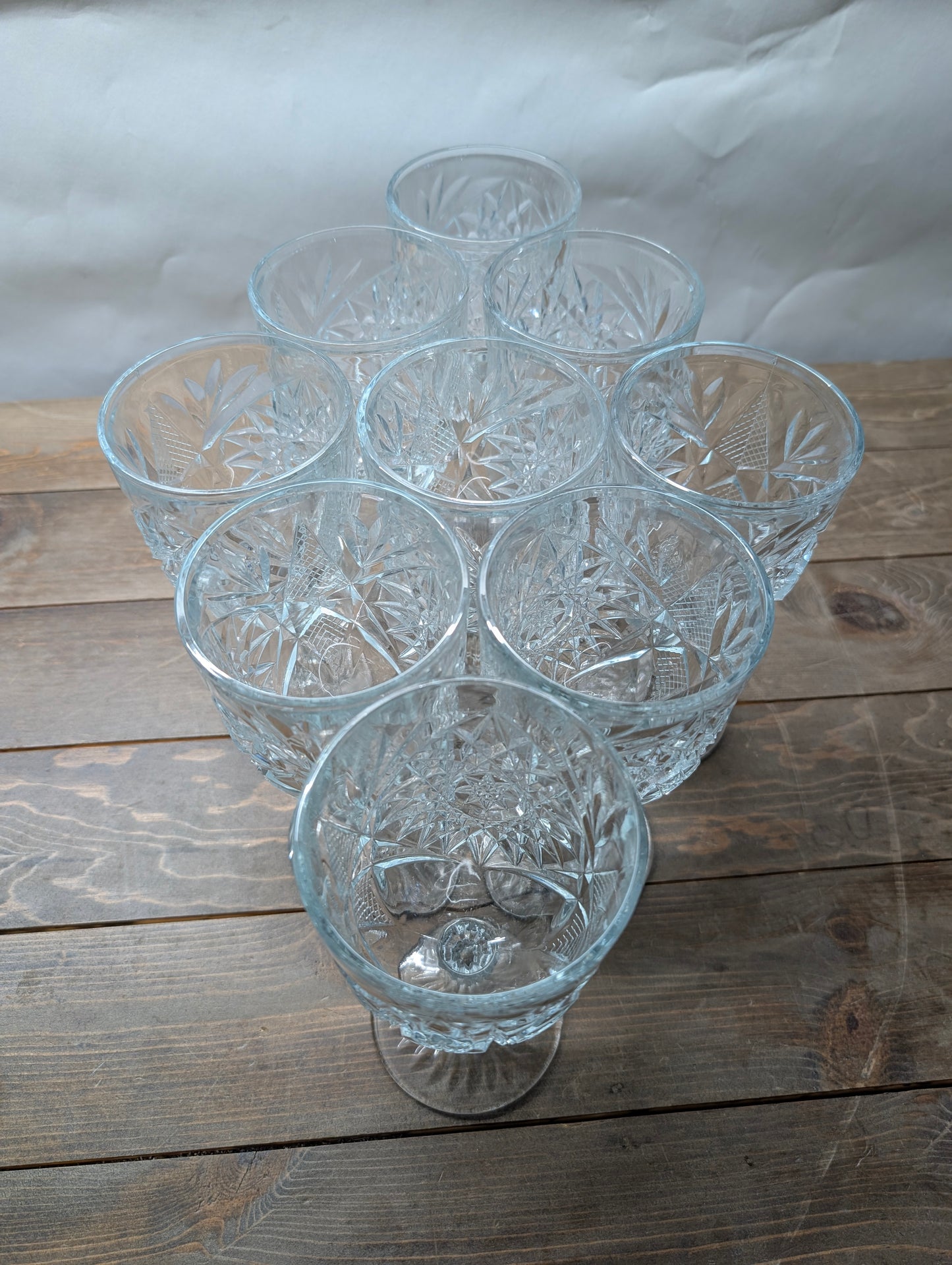 Vintage Libbey Hobstar Clear Water Goblets Set of 9