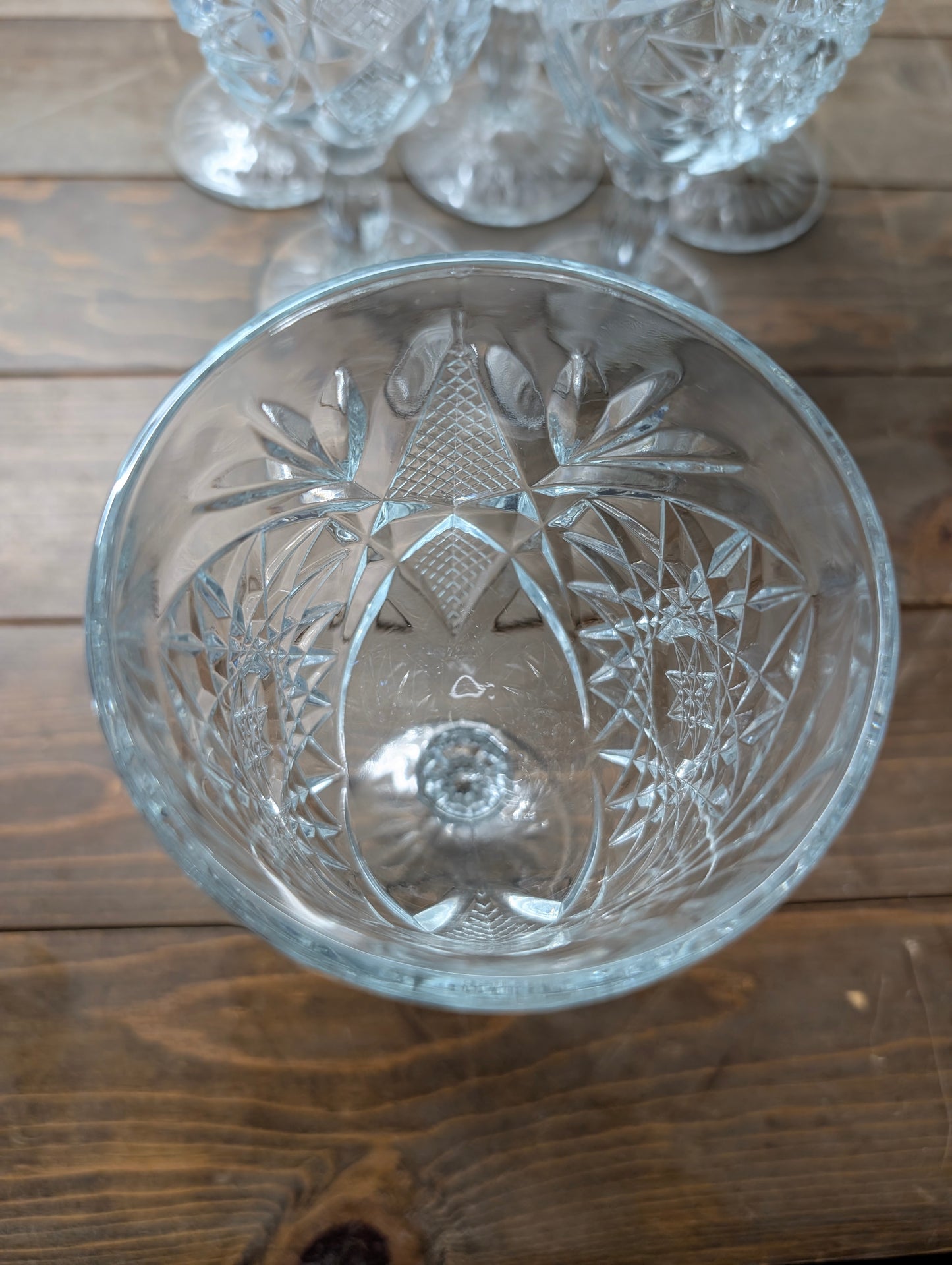 Vintage Libbey Hobstar Clear Water Goblets Set of 9