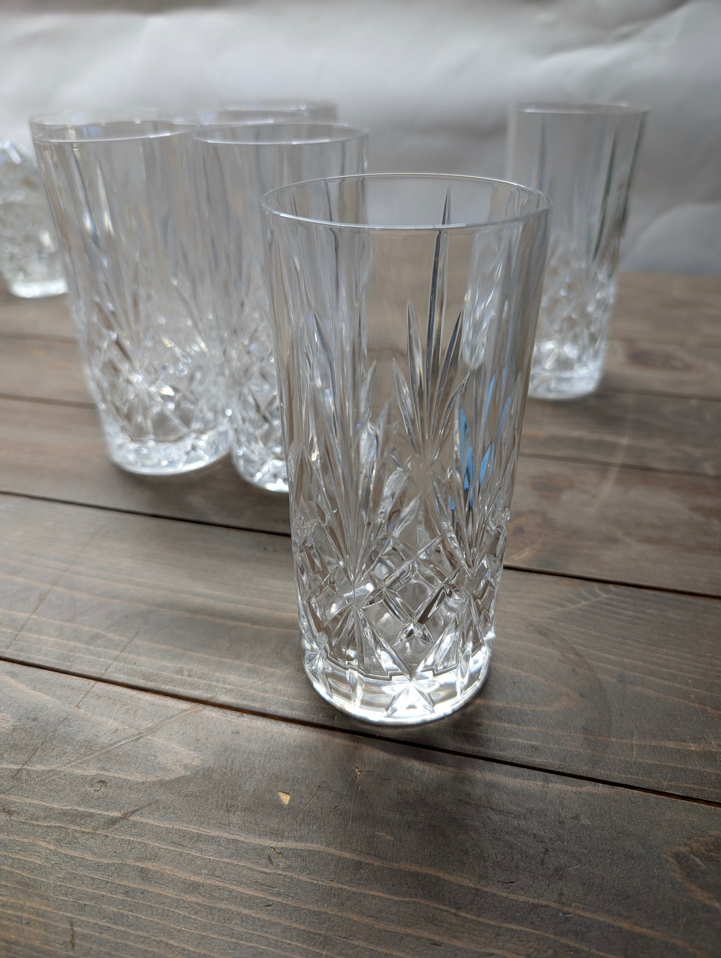 7 Cristal D'Arques Thin Tall Glasses with one Matching Pitcher