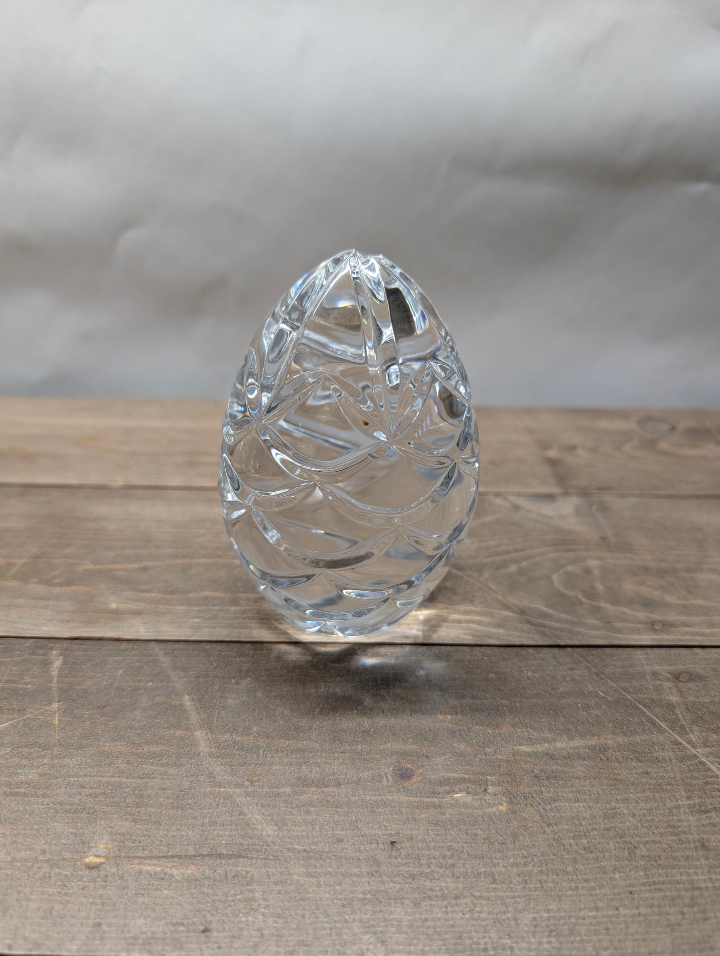 Vintage Heavy Crystal Egg Paperweight – Pinecone Pattern