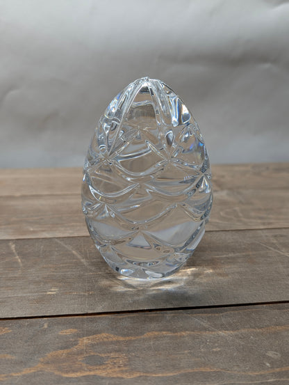 Vintage Heavy Crystal Egg Paperweight – Pinecone Pattern