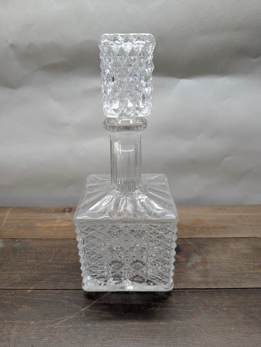 Square Diamond Cut Glass Decanter