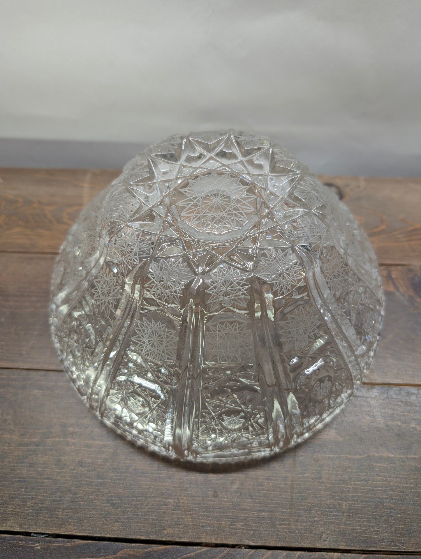 Czech Style Cut Glass Crystal Bowl with Hobstars