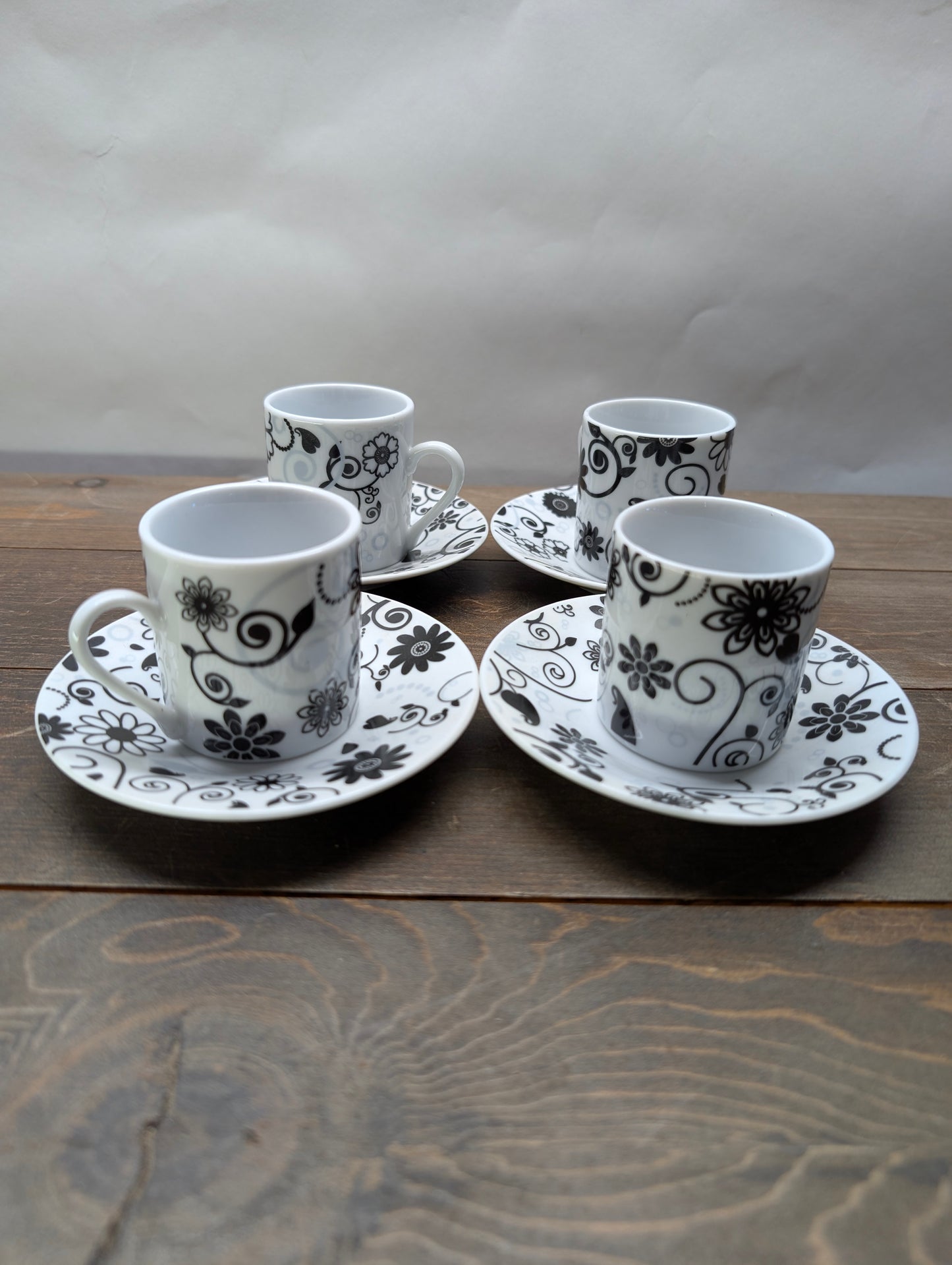 8 piece Porcelain Home Essentials Espresso And Beyond Collection Cups and Saucers