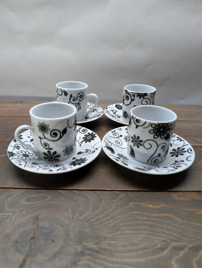 8 piece Porcelain Home Essentials Espresso And Beyond Collection Cups and Saucers