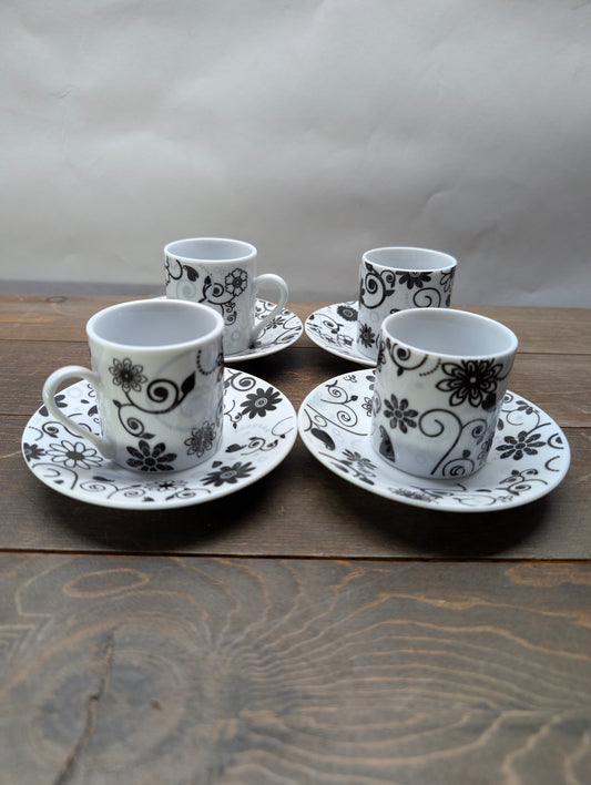 8 piece Porcelain Home Essentials Espresso And Beyond Collection Cups and Saucers