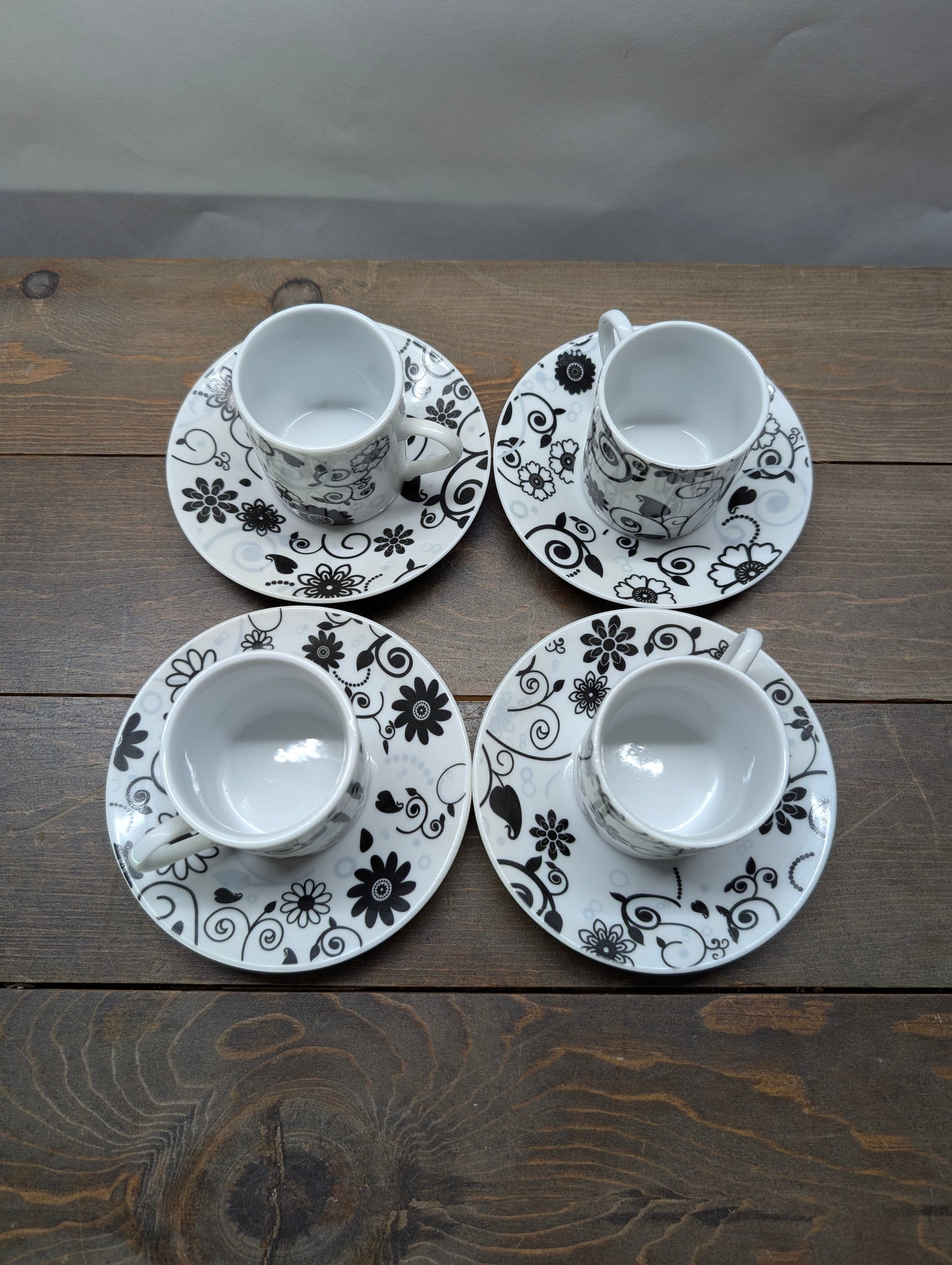 8 piece Porcelain Home Essentials Espresso And Beyond Collection Cups and Saucers