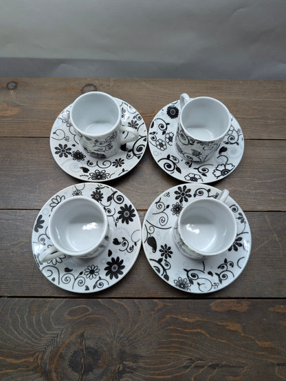 8 piece Porcelain Home Essentials Espresso And Beyond Collection Cups and Saucers