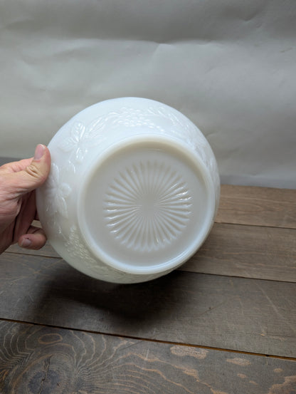 14 piece Anchor Hocking Milk Glass Punch Bowl Set