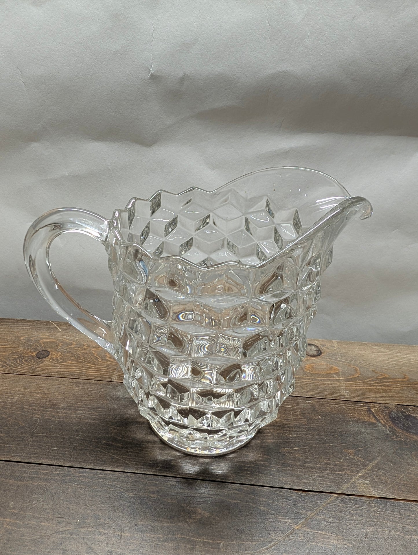 4 Vintage Fostoria Cubist Pieces Relish Dish, Large Pitcher, Sugar Bowl, and Cream pitcher