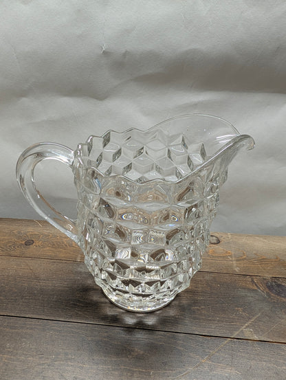 4 Vintage Fostoria Cubist Pieces Relish Dish, Large Pitcher, Sugar Bowl, and Cream pitcher