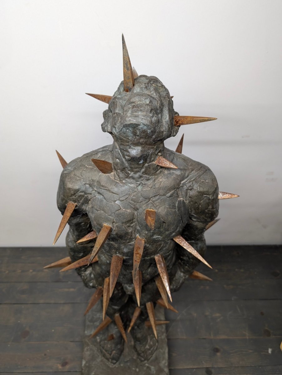 Bronze Man with Spikes Statue/Sculpture - Crap4Cash - 