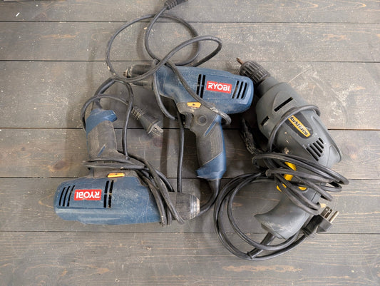 Drill bundle! 2 Ryobi Corded drills and 1 workforce drill - Crap4Cash - 