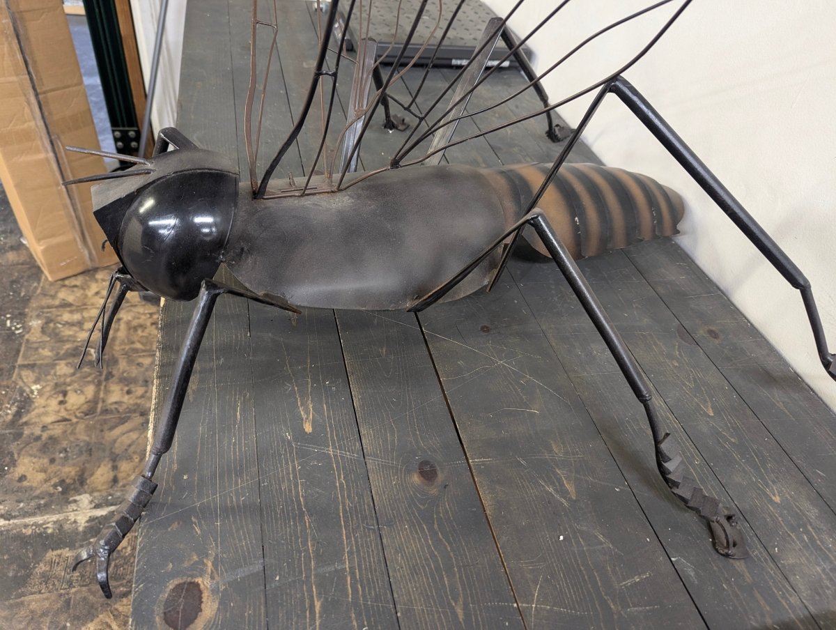 Handmade Metal Grasshopper Sculpture - Crap4Cash - 