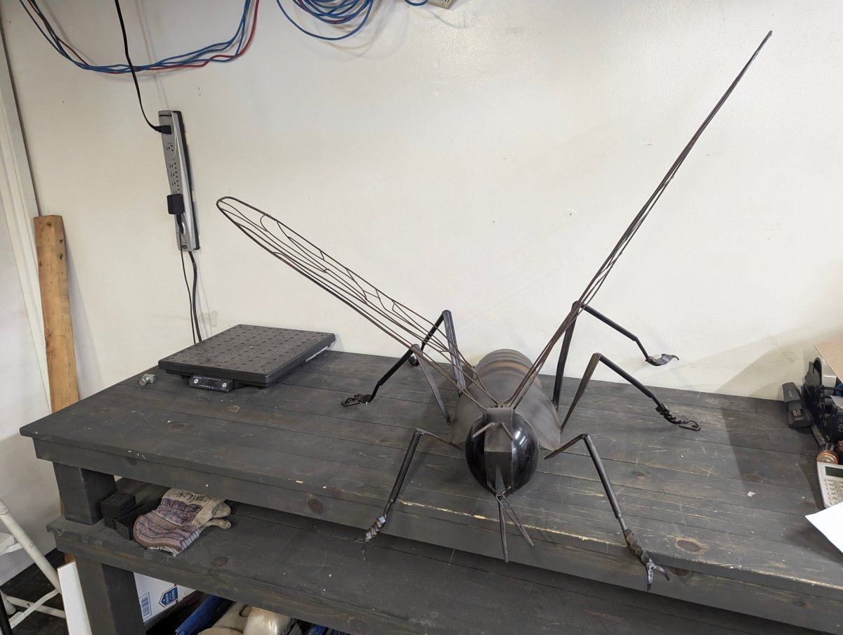 Handmade Metal Grasshopper Sculpture - Crap4Cash - 