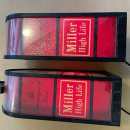 Pair of Rare Vintage Red and Black Box Lit Miller High Life Beer Sings *Good Condition* - Crap4Cash - 