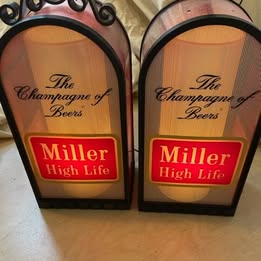 Pair of Rare Vintage Red and Black Box Lit Miller High Life Beer Sings *Good Condition* - Crap4Cash - 