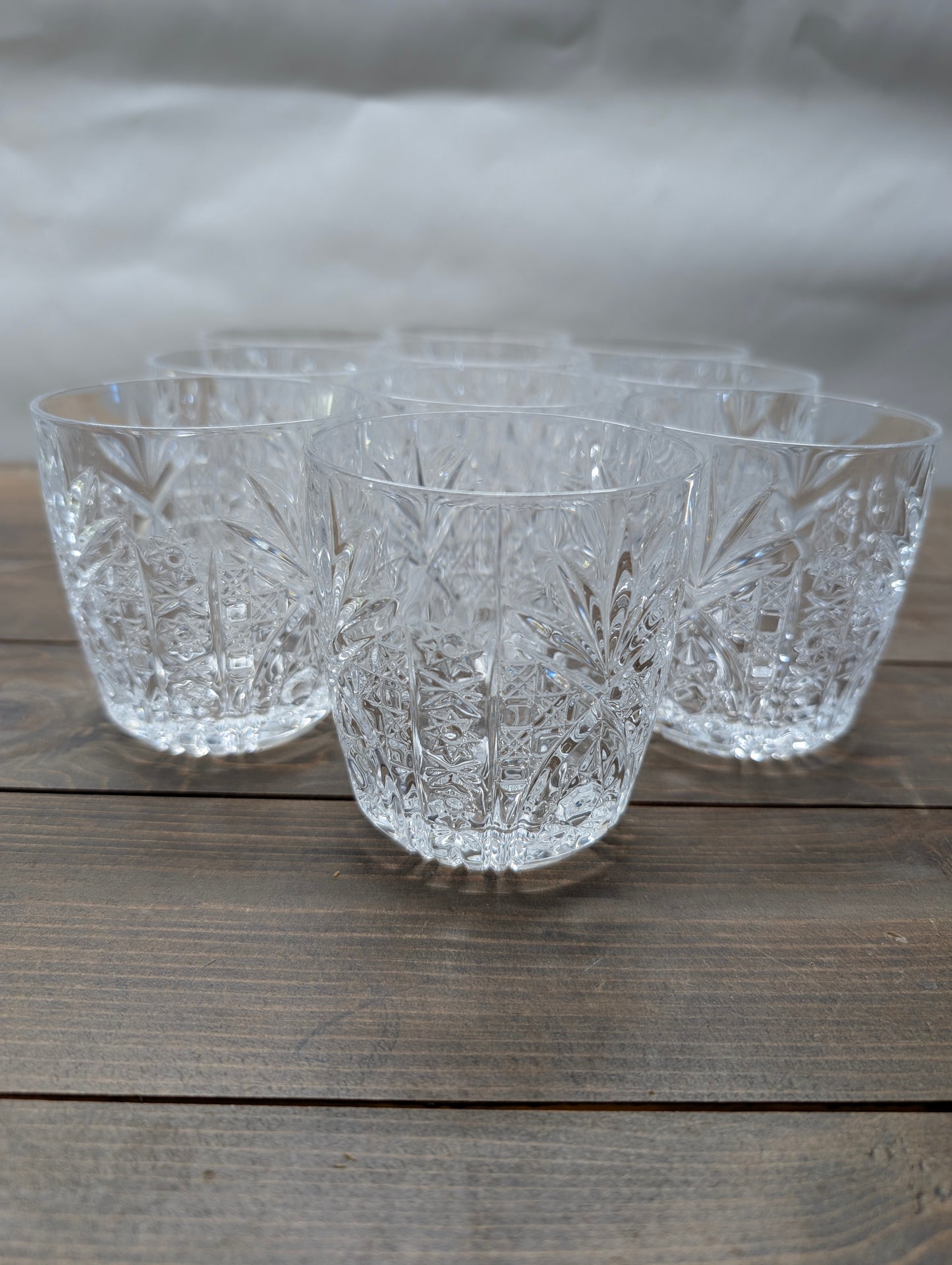 Set of 9 Cristal D'Arques Crystal Old Fashioned Tumblers