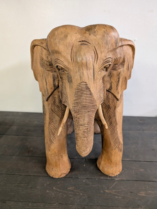 Wooden Carved Elephant Stool/Side Table - Crap4Cash - 