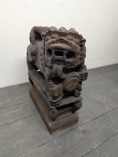 Wooden Lion Carvings Set of 2 from Burma - Crap4Cash - 