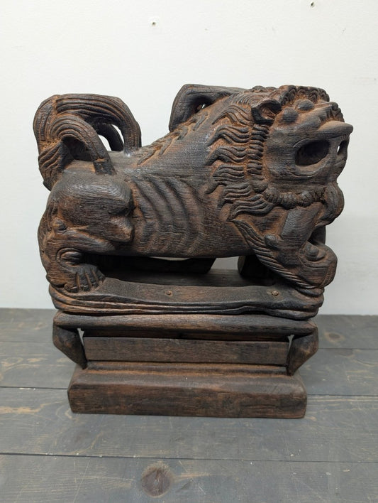 Wooden Lion Carvings Set of 2 from Burma - Crap4Cash - 